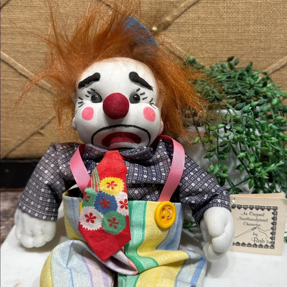 Vintage Clown Doll with Striped Pants
